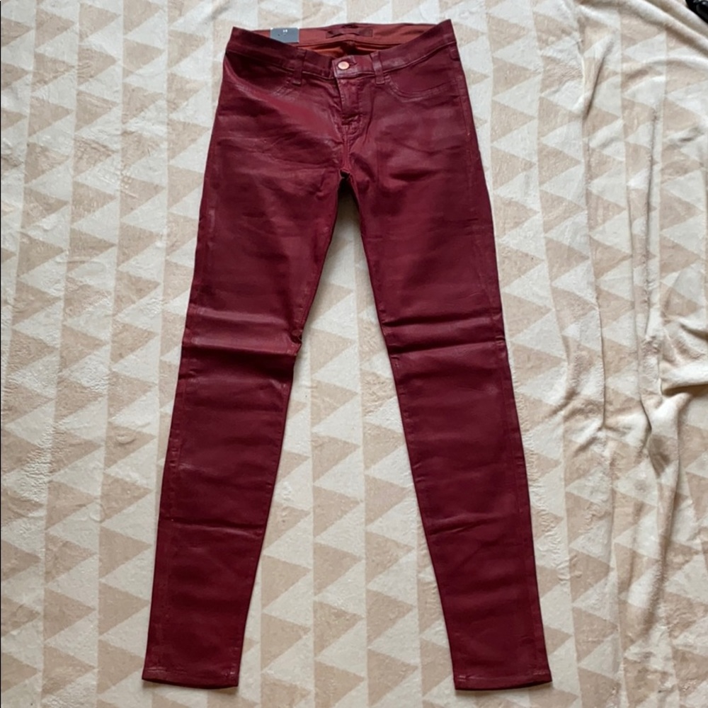 Women’s J Brand, skinny red waxed jeans, size 28